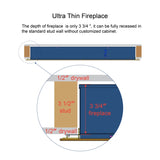 42 inch recessed ultra thin tempered glass front wall mounted electric fireplace with remote and W1769133638
