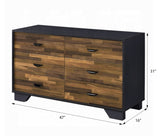 Walnut and Black 6-Drawer Dresser B062P209033