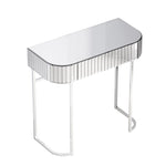 ZUN Mirrored Vanity Table, Mirrored Dressing Table, Stainless Steel Glossy Frame Desk for Bedroom Studio W104340308