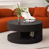 31.5'' Round Coffee Table,Modern Center Table with Storage,Vertical Stripe Design Coffee Table for W757P206007