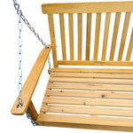 ZUN Front Porch Swing with Armrests, Wood Bench Swing with Hanging Chains,for Outdoor Patio ,Garden 05840270