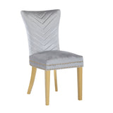 Eva 2 Piece Gold Legs Dining Chairs Finished with Velvet Fabric in Silver B00960894