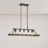 33.7-Inch Black and Gold Vintage Pendant Light, 5 E26 Bulb Sockets, Adjustable Chain Height W1340P251926