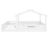 Full Size Floor Bed with Guardrails and Roof, Kids House Floor Bed with a Small Built-in Tray and W1580P396332