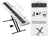 88 Key Folding Piano Semi-Weighted Standard Keyboards Digital Piano with Dual-tube X-Shape Stand 89687259