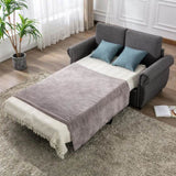 ZUN 57.5" Orisfur Pull Out Sofa Bed Loveseat Sleeper with Twin Size Memory Mattress for Living Room WF305474AAE