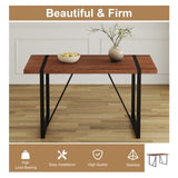 Industrial Rectangular Walnut Color Wood Grain Dining Table for 4-6 people with 1.5 inch thick W1151P209830