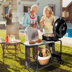 ZUN 110*45*110cm Portable Charcoal Grill with Wheels and Sidetable, Large BBQ Smoker with Adjustable 02203572