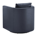 Sutton Midnight Blue Faux Leather Swivel Barrel Chair B050P322588
