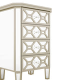 ZUN Elegant Mirrored 4-Drawer Chest with Golden Lines Storage Cabinet for Living Room, Hallway, Entryway WF302317AAN