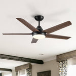 ZUN 48 In Intergrated LED Ceiling Fan Lighting with Brown Wood Grain ABS Blade W136755930