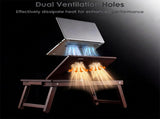 Adjustable Bamboo Laptop Bed Tray with Storage Drawer, 4 Tilt Angles 9"-11.5" Height Foldable Lap 32512780