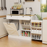 ZUN Kitchen Trash Can Storage Cabinet with 2 Drawers & 1 Tilt Out Trash Cabinet & 1 door with storage W282P190996