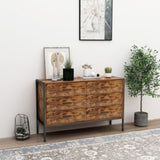 ZUN Industrial Style 6 Drawer Double Dresser,Rustic Brown Wood Storage Dresser Clothes Organizer with 95234840