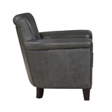 Classic Traditional Gray Accent Chair 1pc Solid Wood Frame Top-Grain Leather Nailhead Trim Living B011P178523