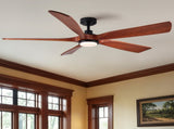 60" Vintage Mahogany Solid Wood Ceiling Fan with Light and Remote Control, Noiseless, Dimmable, W1367P447571