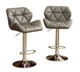 Glasgow Contemporary Tufted Adjustable Height Hidraulic Bar Stools, Set of 2, Grey T2574P164866