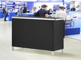Folding Portable Bar Table with Carrying Case, Storage Shelf, and Black Skirt, 38.39" x 15.16" x 06288849