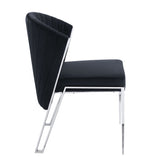 ZUN ACME Fallon Side Chair , Black Velvet & Mirrored Silver Finish DN01955