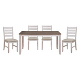 ZUN Transitional Design Rectangular 1pc Dining Table Grayish White and Brown Finish Furniture B01160583