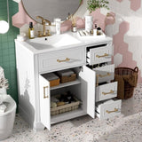 36" Luxury Elegant Bathroom Vanity with Ceramic Sink, Soft Closing Doors, 4 Durable Smooth N729P257284K