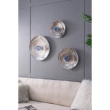 Silver Textured Oversized Disc, Wall Decor for Living Room Bedrrom Entryway Office, Set of 3 W2078130319