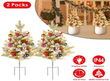 2PCS 50 LED Solar Artificial Christmas Tree - Lifelike Design with 2 Lighting Modes, 600mAh Battery 45456038