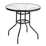 ZUN Outdoor Dining Table Round Toughened Glass Table Yard Garden Glass Table 93152635