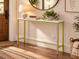 31.50"x7.87"x31.10" Console Table, MDF with Melamine Veneer & Iron Frame, with Power Outlet, White & 93057525