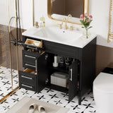 ZUN 36'' Bathroom Vanity with Top Resin Sink, Bathroom Storage Cabinet with 2 Drawers and a Tip-out 76697324