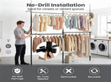 Floor to Ceiling Tension Clothes Rack No Drill Heavy Duty Carbon Steel Garment Organizer, I/L/45&deg 74283074