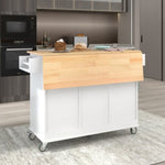 ZUN Rolling Mobile Kitchen Island with Solid Wood Top Locking Wheels,52.7 Inch Width,Storage Cabinet 01559303