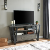 Tall TV Stand cabinet with two drawers on metal glides metal square knob handles and two divided B107P302101