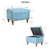 Square velvet upholstered Ottoman with storage space, hidden support hinges with easy to open top, W2941P242272