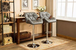 ZUN Glasgow Contemporary Tufted Adjustable Height Hidraulic Bar Stools, Set of 2, Grey T2574P164866