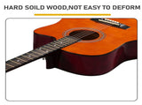 Brown 41-inch Dreadnought barrel-shaped cutaway acoustic guitar with pick, strings, capo, gig bag, 95446396