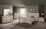Imerland Contemporary White Wash Finish Bedroom Set with King Sleigh Bed, Dresser, Mirror, Two T2574P201817