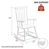 Patio Rocking Solid Wood, Outdoor Porch Rocker with Wooden Frame, Indoor Wooden Rocking 55528553