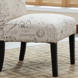 Botticelli English Letter Print Fabric Armless Contemporary Accent Chair T2574P164254