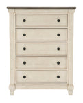 ZUN Transitional Rustic Style 1pc Chest of 5x Drawers Antique White and Rosy Brown Bedroom Furniture B011P225155