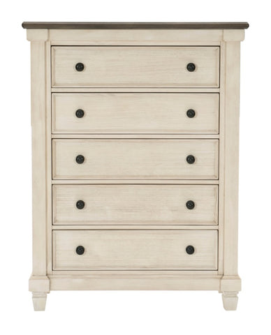 ZUN Transitional Rustic Style 1pc Chest of 5x Drawers Antique White and Rosy Brown Bedroom Furniture B011P225155