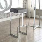 ZUN Grey and Chrome Upholstered Bar Stool B062P145584