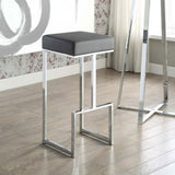 Grey and Chrome Upholstered Bar Stool B062P145584