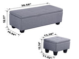 Large Storage Ottoman Bench Set, 3 in 1 Combination Ottoman, Tufted Ottoman Linen Bench for W142063971