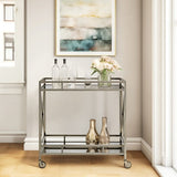 Kristensen Mirrored & Antique Gold Finish Serving Cart B2726P287299