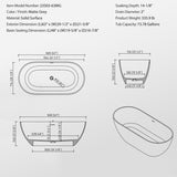 63" Luxury Engineered Solid Surface Bathtub, Stone Resin Freestanding Soaking Bathtub with Overflow W1573132651