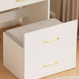3 in 1 Vanity Desk with open Top Mirror,Small Make Up Vanity Set with Visible Glass Desktop,Compact W509P238992