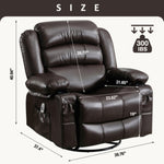 ZUN Massage Swivel Rocker Recliner Chair with Vibration Massage and Heat Ergonomic Lounge Chair for 66071715