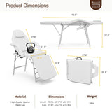 Portable Tattoo Chair for Client 72inch, Mobile Massage Table Foldable with Storage Bag, White 16093514