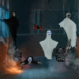 Outdoor Halloween Decorations 8-Piece Set, Hanging Ghosts Decor and Cobweb and Gravestone with 80897903